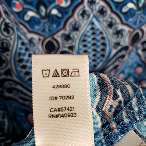 Loft Long Sleeve Shift Dress Blue Mod Retro Tile Print Size XSP XSmall Petite - Picture 9 of 9